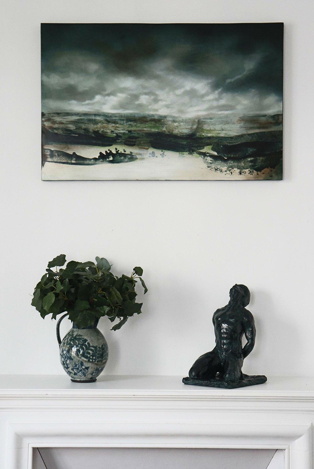 Energía interior de Yann Guillon - Escultura de bronce, figura masculina, torso desnudo, oscuro en venta 1