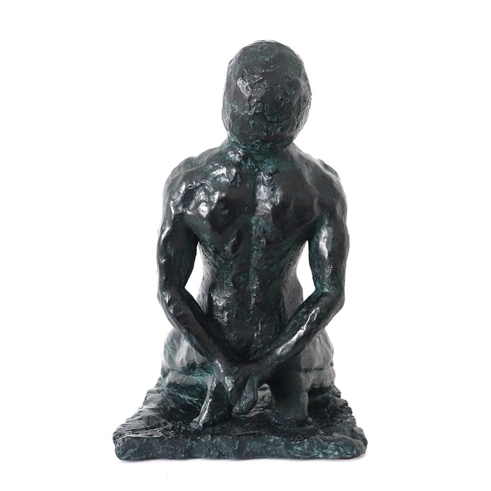 Energía interior de Yann Guillon - Escultura de bronce, figura masculina, torso desnudo, oscuro en venta 3