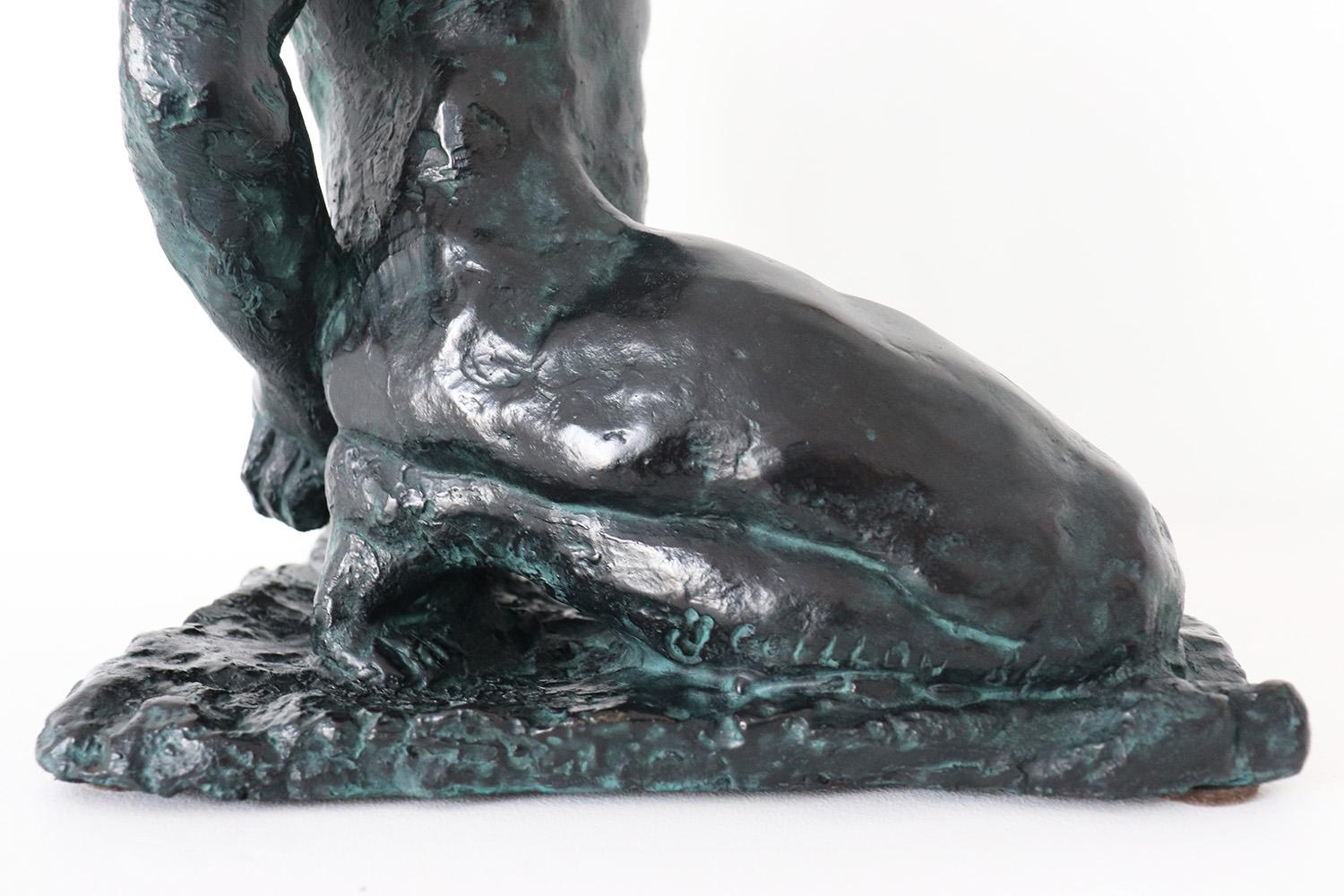 Intérieur énergétique intérieure de Yann Guillon - Sculpture en bronze, figure masculine, torse nu, foncé en vente 8