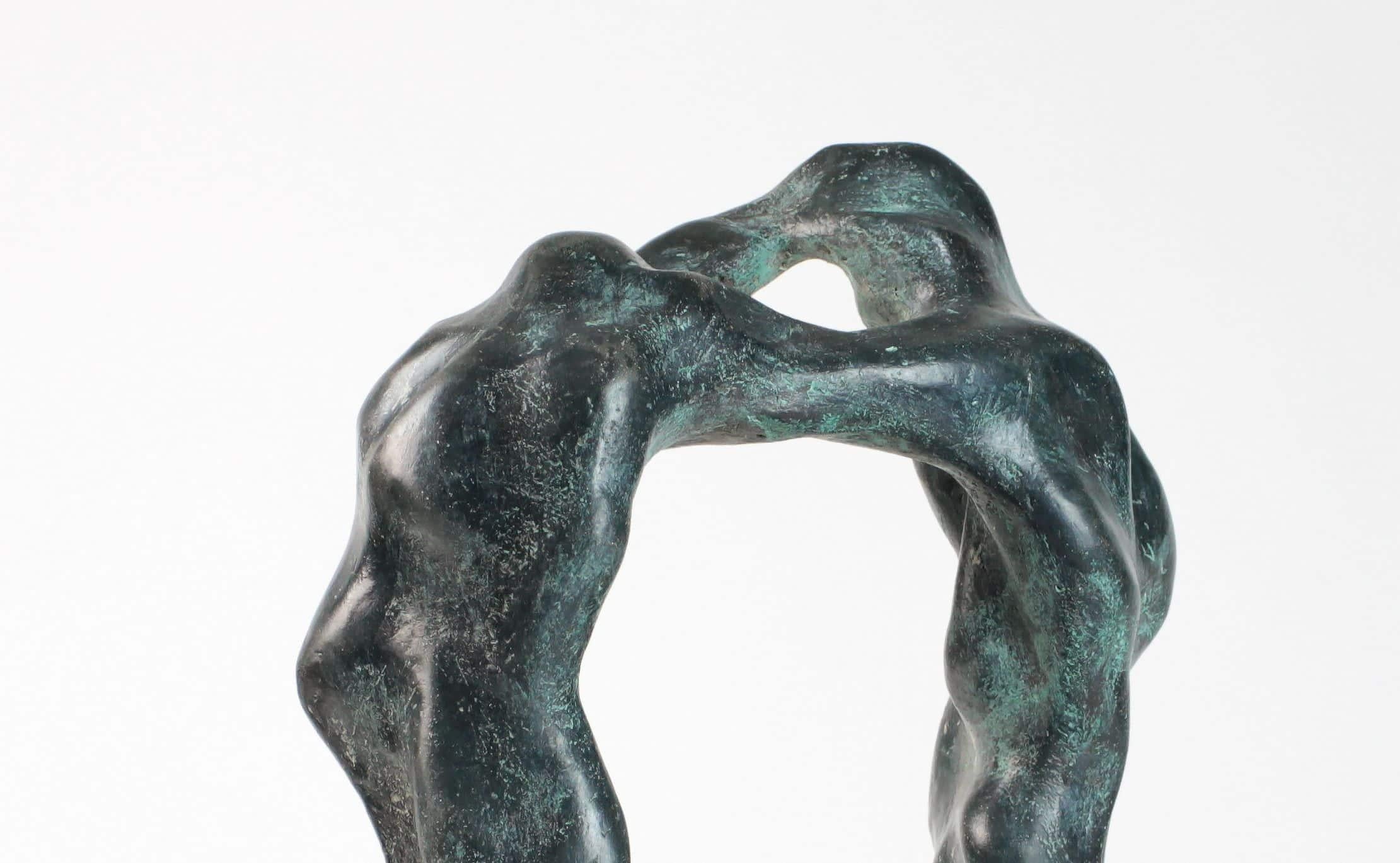 Large Arch by Yann Guillon - Semi-abstract bronze sculpture, smooth forms, dark For Sale 6