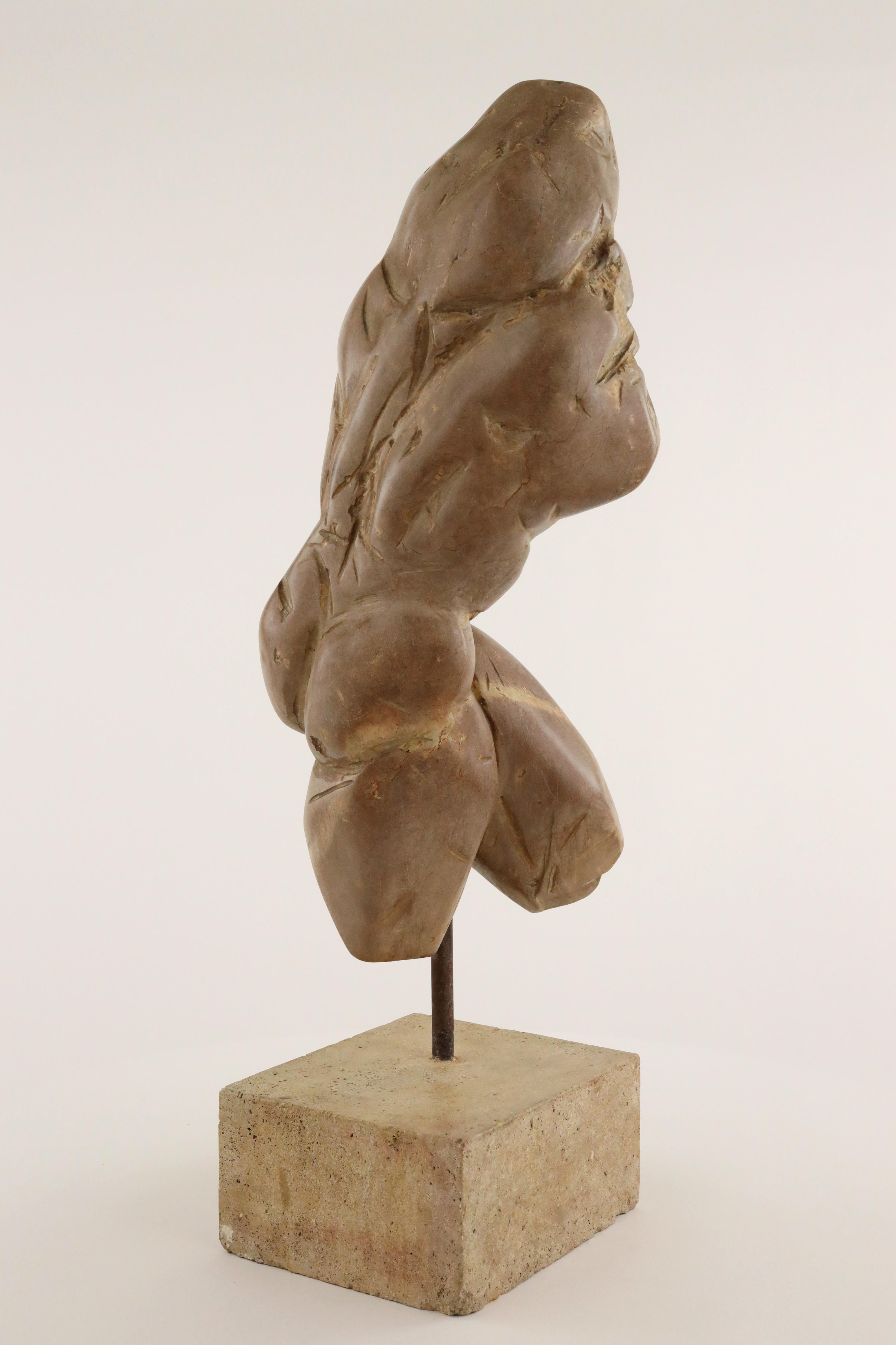 Großer expressionistischer Torso von Yann Guillon - Zeitgenössische Steinskulptur, Körper im Angebot 2
