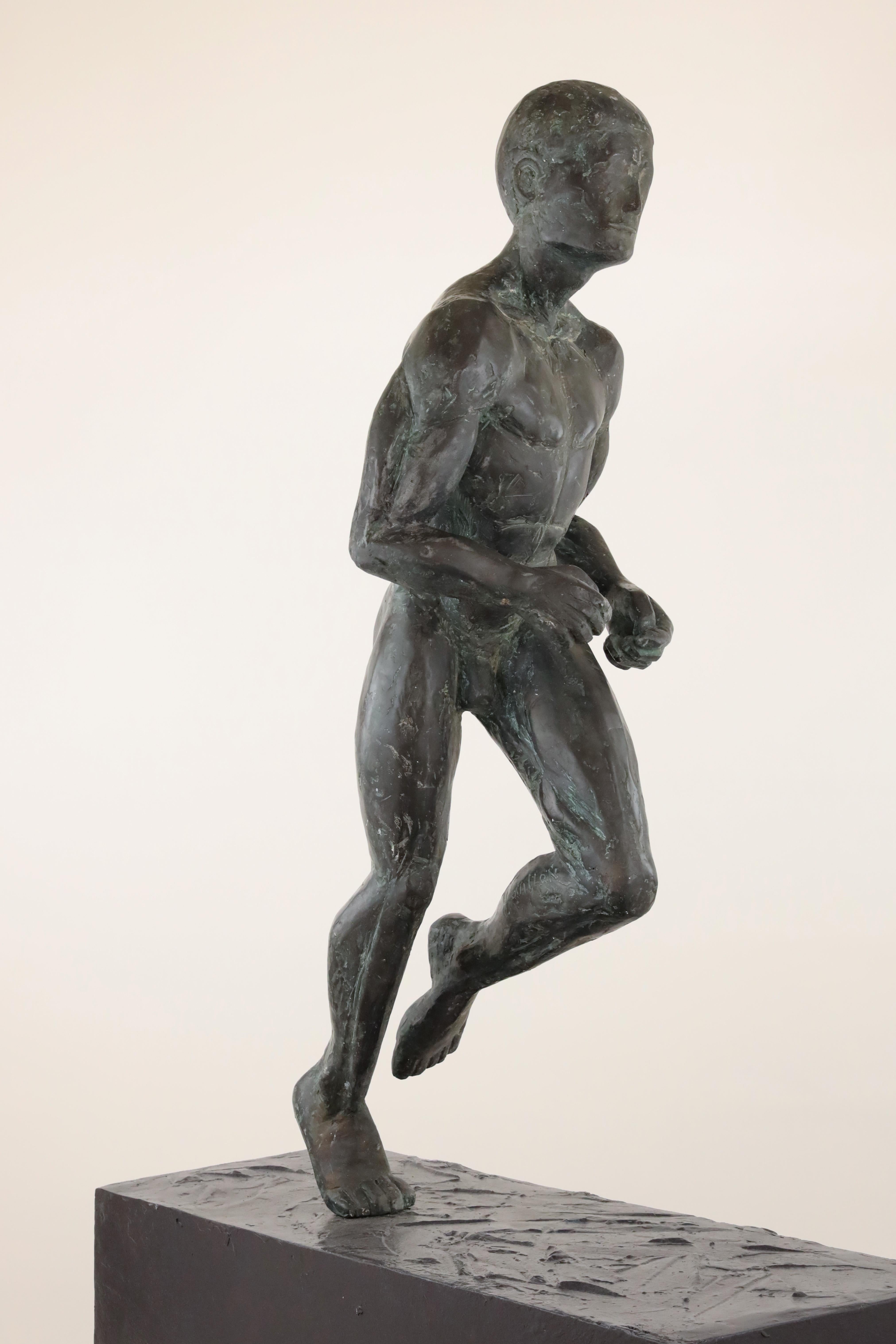 Large Runner by Yann Guillon - Bronze Sculpture, Athlete, Male Nude
