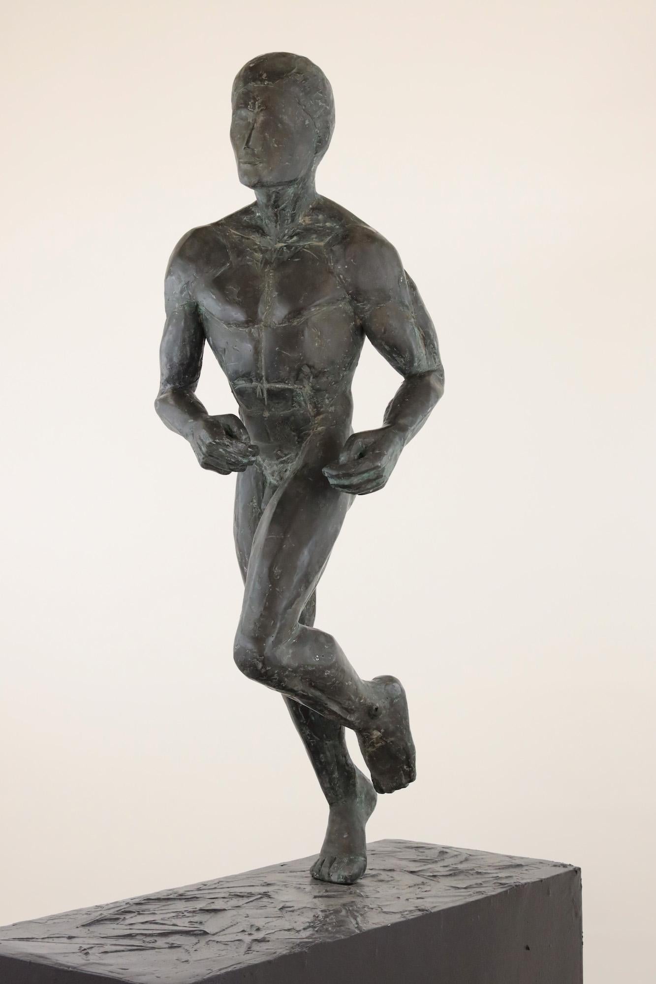 Large Runner by Yann Guillon - Large male nude bronze sculpture, movement, power For Sale 13