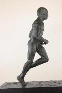 Large Runner by Yann Guillon - Large male nude bronze sculpture, movement, power