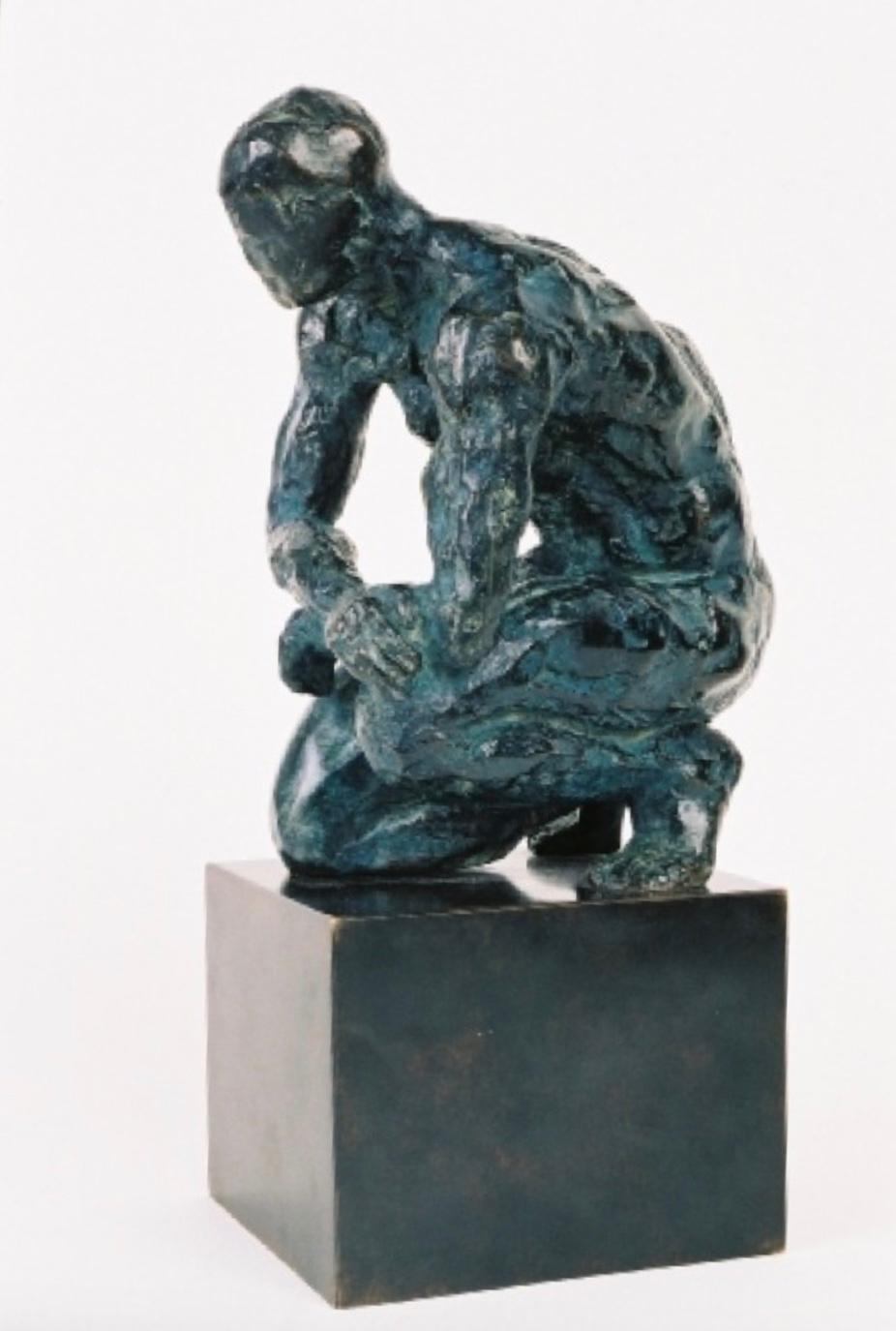 Ludo von Yann Guillon - Zeitgenössische Bronzeskulptur, nackte männliche Figur, Bewegung im Angebot 1