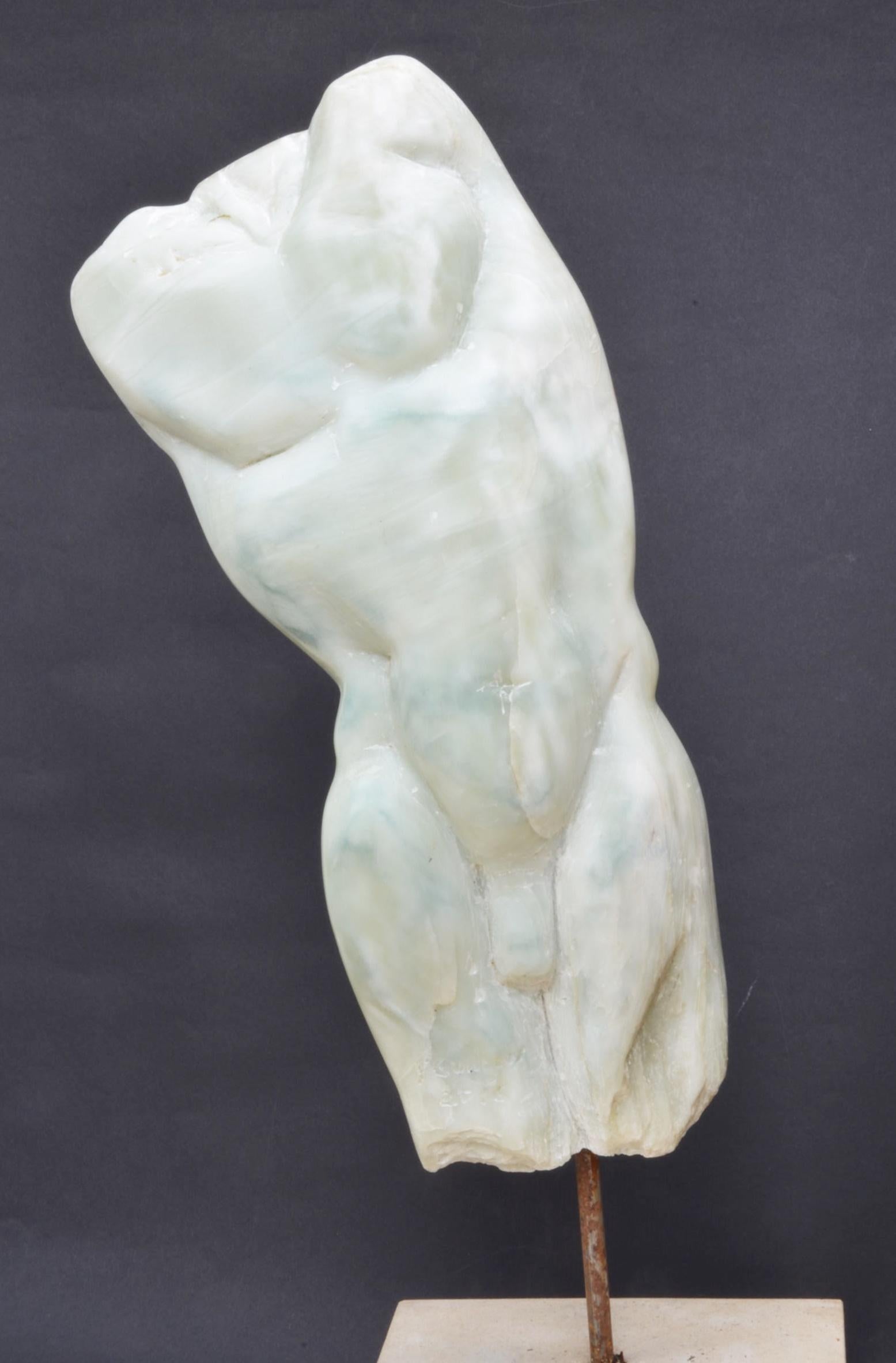 Man's Torso II is a stone sculpture by contemporary artist Yann Guillon, dimensions are 55 × 19 × 8 cm (21.7 × 7.5 × 3.1 in). Height of the sculpture with the metal base: 75 cm (29.5 in). The sculpture is signed and numbered, it is part of a limited