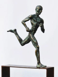Marathon Runner by Yann Guillon - Male bronze sculpture, athlete, contemporary