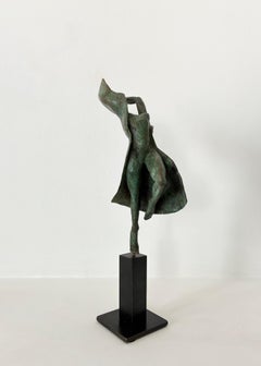 Modern dancer III by Yann Guillon - Bronze sculpture, green, figurative, woman