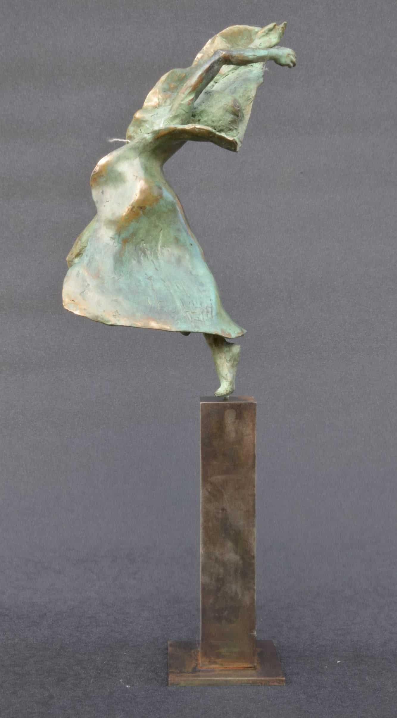 Modern dancer III is a bronze sculpture by contemporary artist Yann Guillon, dimensions are 33 x 14 × 8 cm (13 × 5.5 × 3.1 in). Height of the sculpture with the metal base: 48 cm (18.9 in). 
The sculpture is signed and numbered, it is part of a