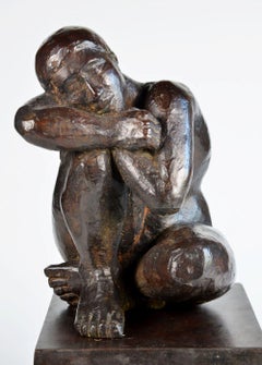 Pensamiento de Yann Guillon - Escultura contemporánea de bronce, figura femenina, desnudo