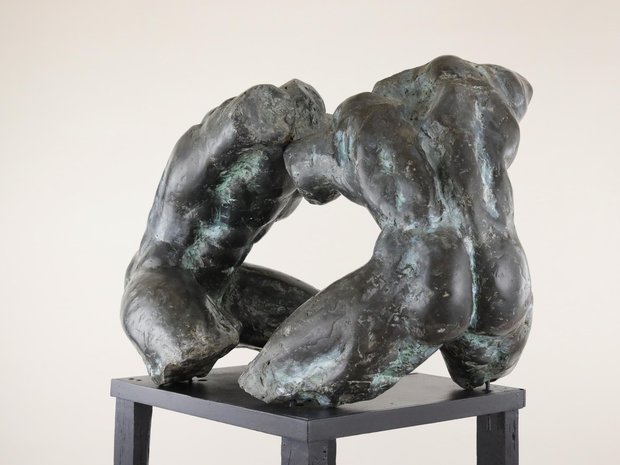 Wrestlers IV by Yann Guillon - Large-scale outdoor bronze sculpture, nude male For Sale 10