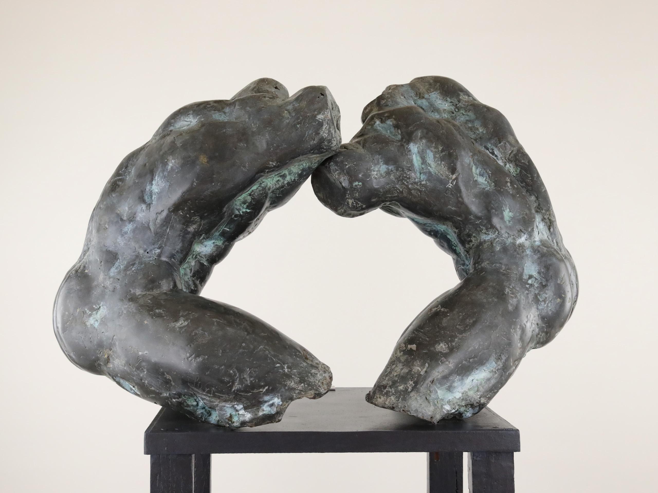 Wrestlers IV by Yann Guillon - Large-scale outdoor bronze sculpture, nude male For Sale 1
