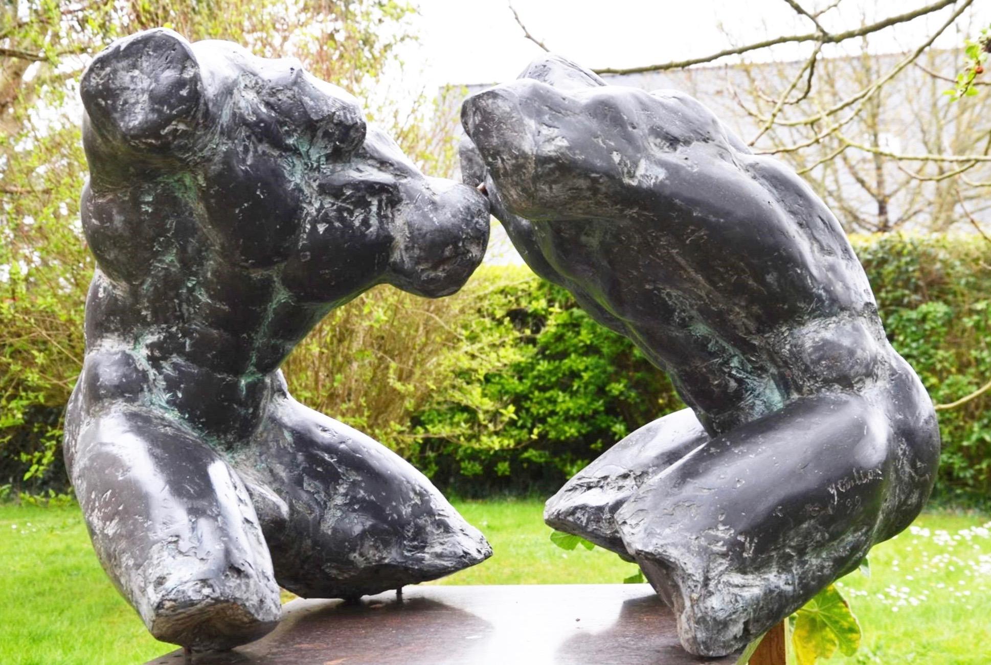 Wrestlers IV by Yann Guillon - Large-scale outdoor bronze sculpture, nude male For Sale 4