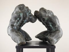 Wrestlers IV by Yann Guillon - Large-scale outdoor bronze sculpture, nude male