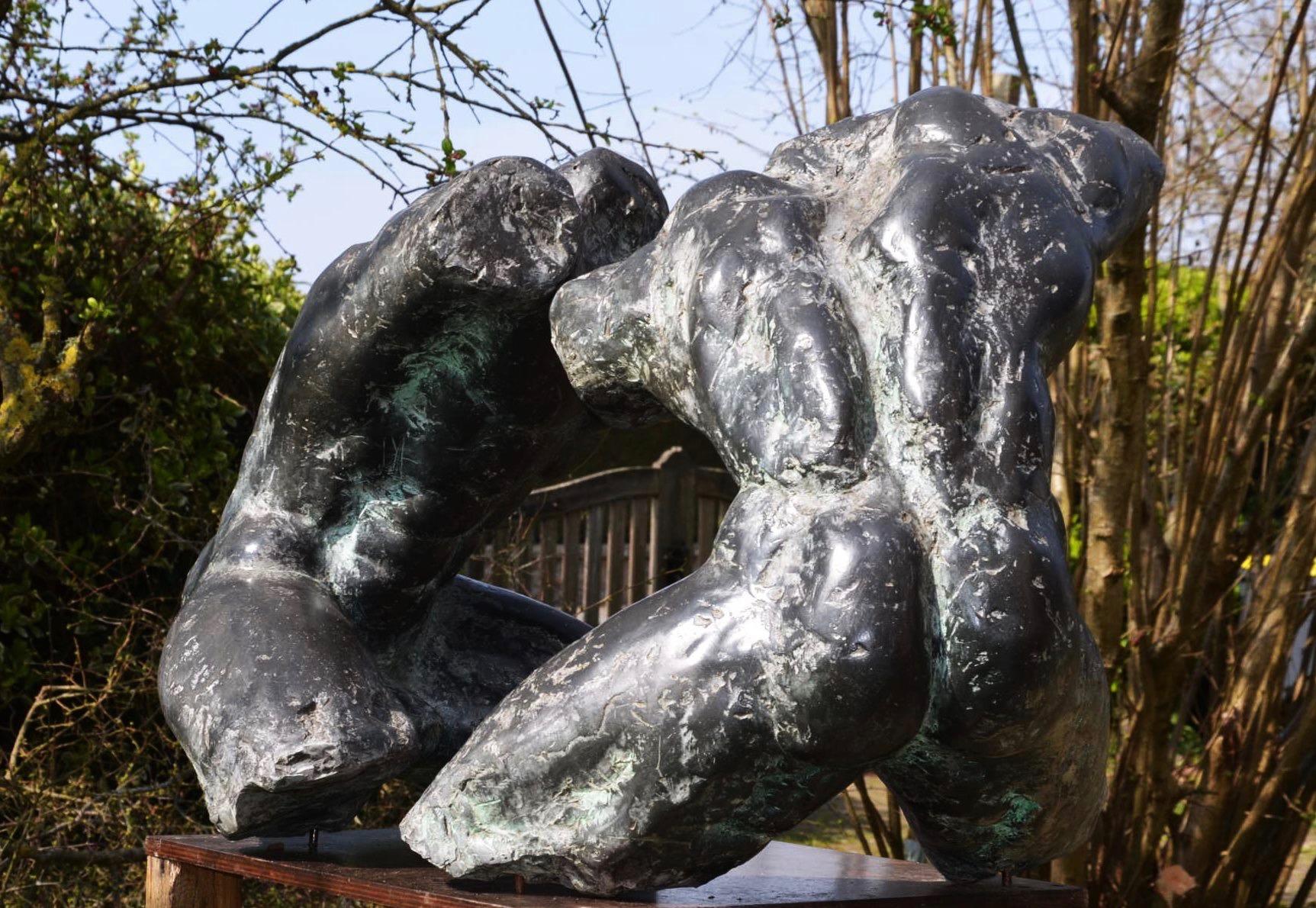 Wrestlers IV - Large-Scale outdoor bronze sculpture, Nude Male Wrestlers  - Contemporary Sculpture by Yann Guillon