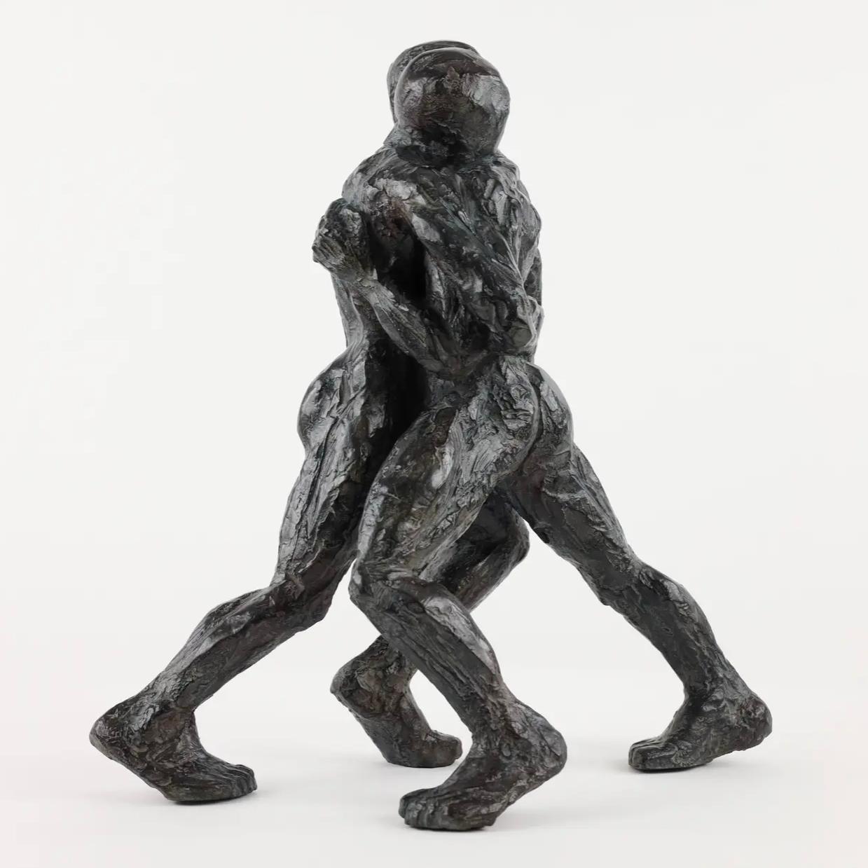 Wrestlers VIII by Yann Guillon - Contemporary bronze sculpture, nude male, body For Sale 1