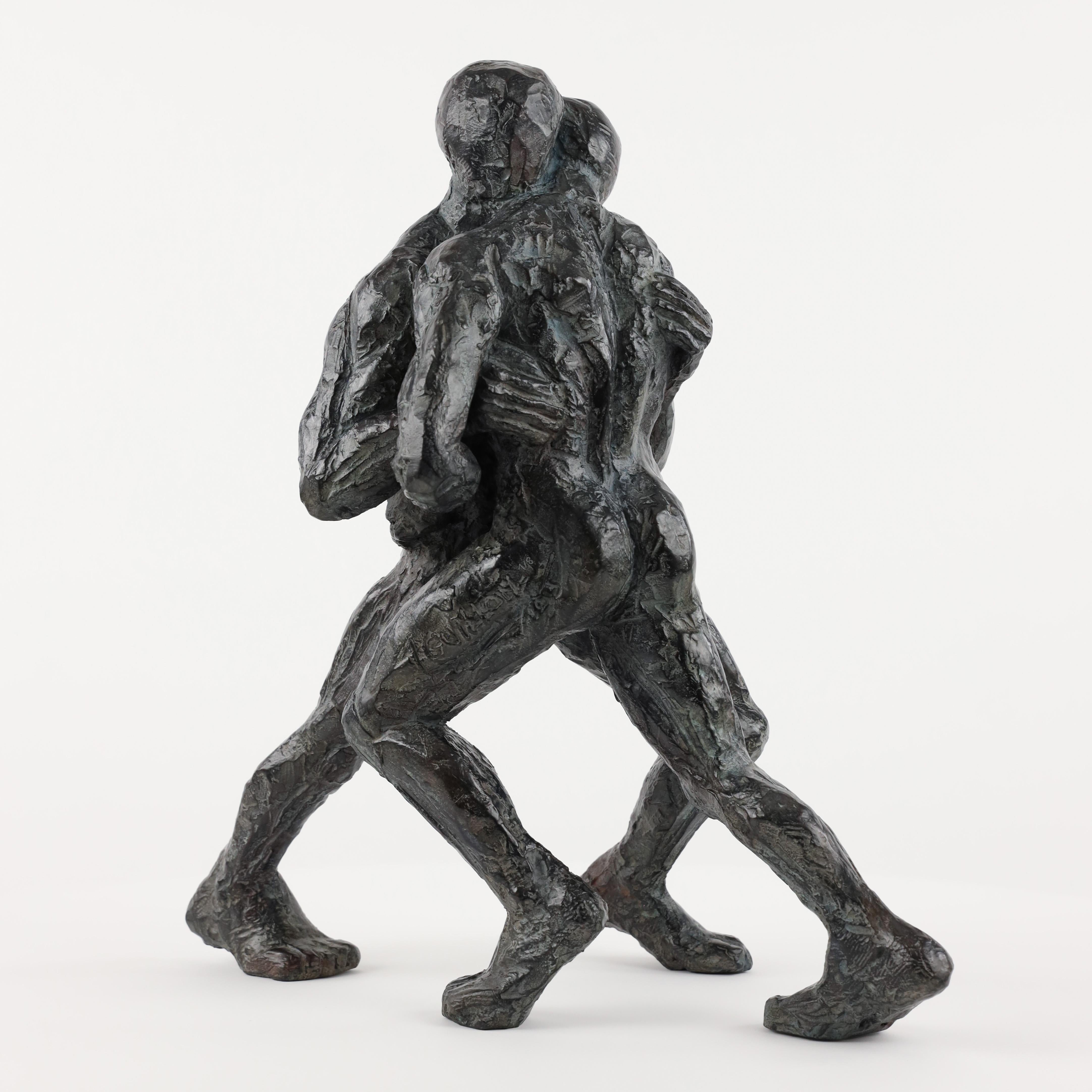 Wrestler VIII is a bronze sculpture by French contemporary artist Yann Guillon, dimensions are 47 × 44 × 29 cm (18.5 × 17.3 × 11.4 in). 
This sculpture is signed and numbered, it is part of a limited edition of 8 editions + 4 artist’s proofs, and