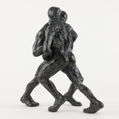 Wrestlers VIII by Yann Guillon - Contemporary bronze sculpture, nude male, body