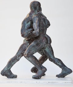 Wrestlers VIII by Yann Guillon - Nude Male Wrestlers Bronze Sculpture