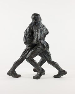 Wrestlers VIII by Yann Guillon - Nude Male Wrestlers Bronze Sculpture