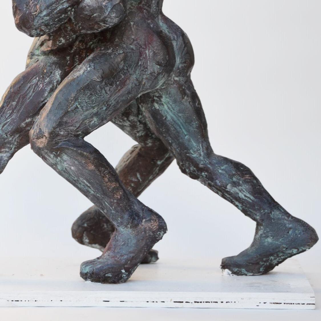 Wrestlers VIII, is a bronze sculpture by French contemporary artist Yann Guillon. It depicts two men engaged in a wrestling bout. 55 cm × 40 cm × 25 cm.
Yann Guillon focuses his work on the human body, using an expressionist approach to convey