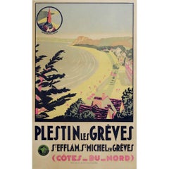 Cartel de viaje original de alrededor de 1930 de Yann Le Dall - Plestin les Grêves