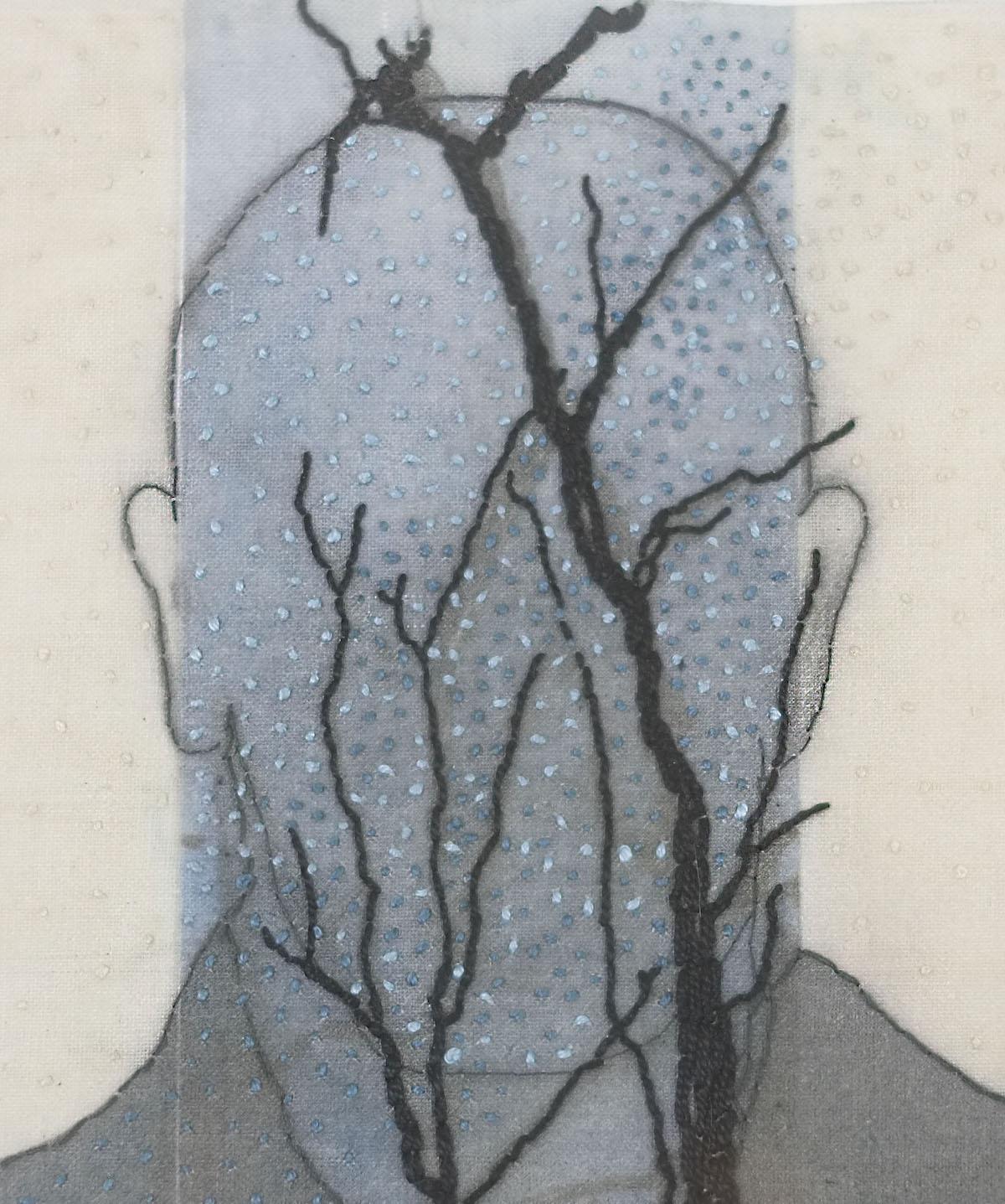 "Poésie 34", embroidery by Yanne Kintgen (12.5x16.5 in), 2022