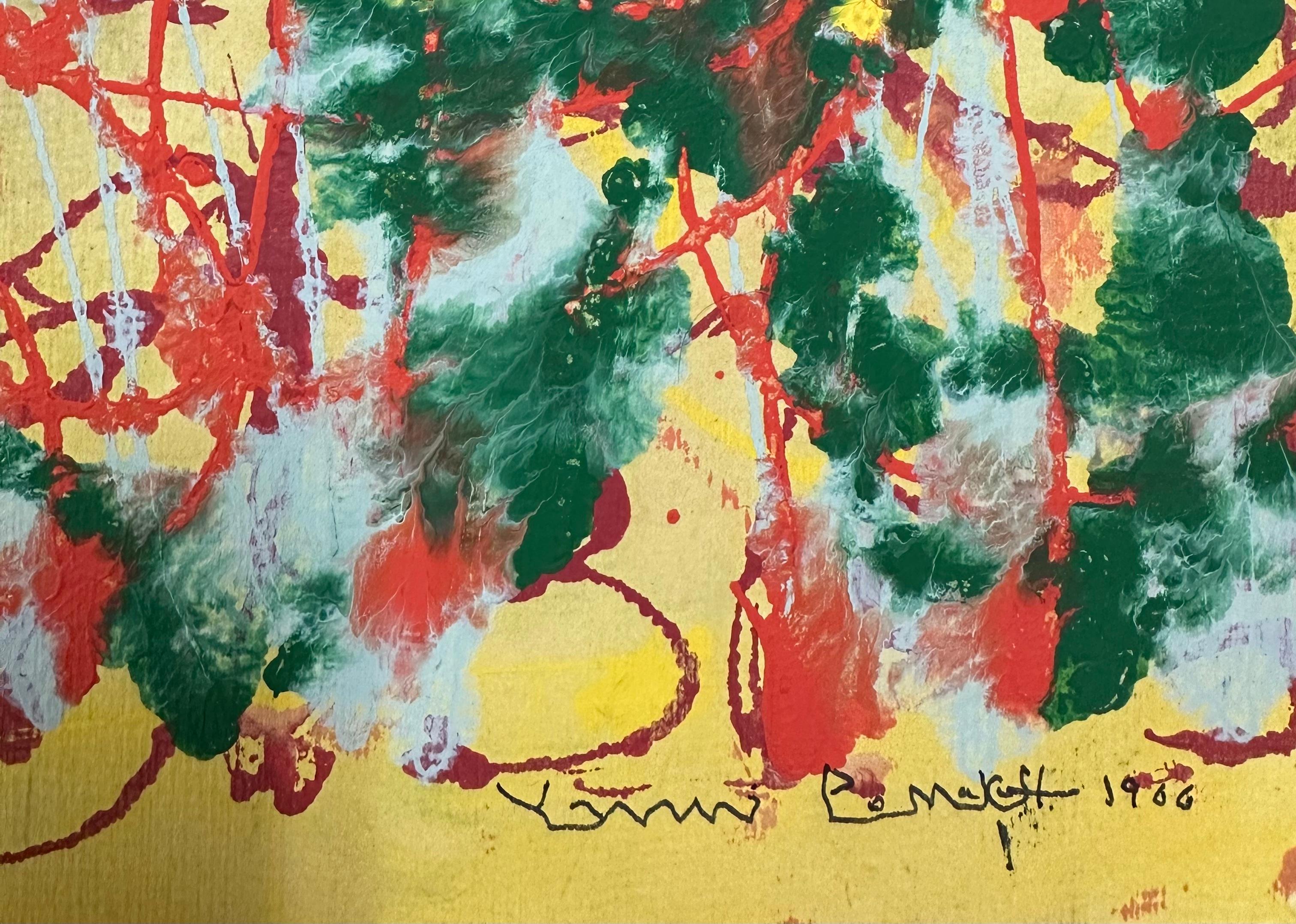Yanni Posnakoff, unique painting on paper, abstract art, 1966 For Sale 1