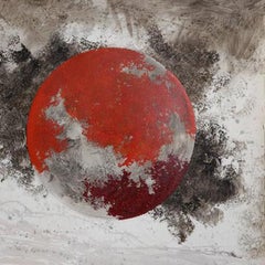 Red Planet, Acrylic Monoprint with India Ink by Yannick Ballif