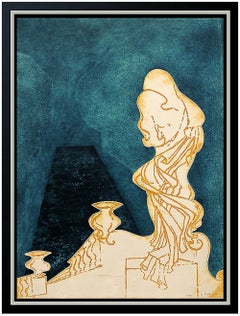 Vintage Yannick Ballif Color Etching Carborundum HAND SIGNED Abstract Portrait Artwork