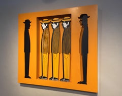 Yannis Gaitis Hand Painted Men Figures Sculpture/ Shadowbox Contemporary Art