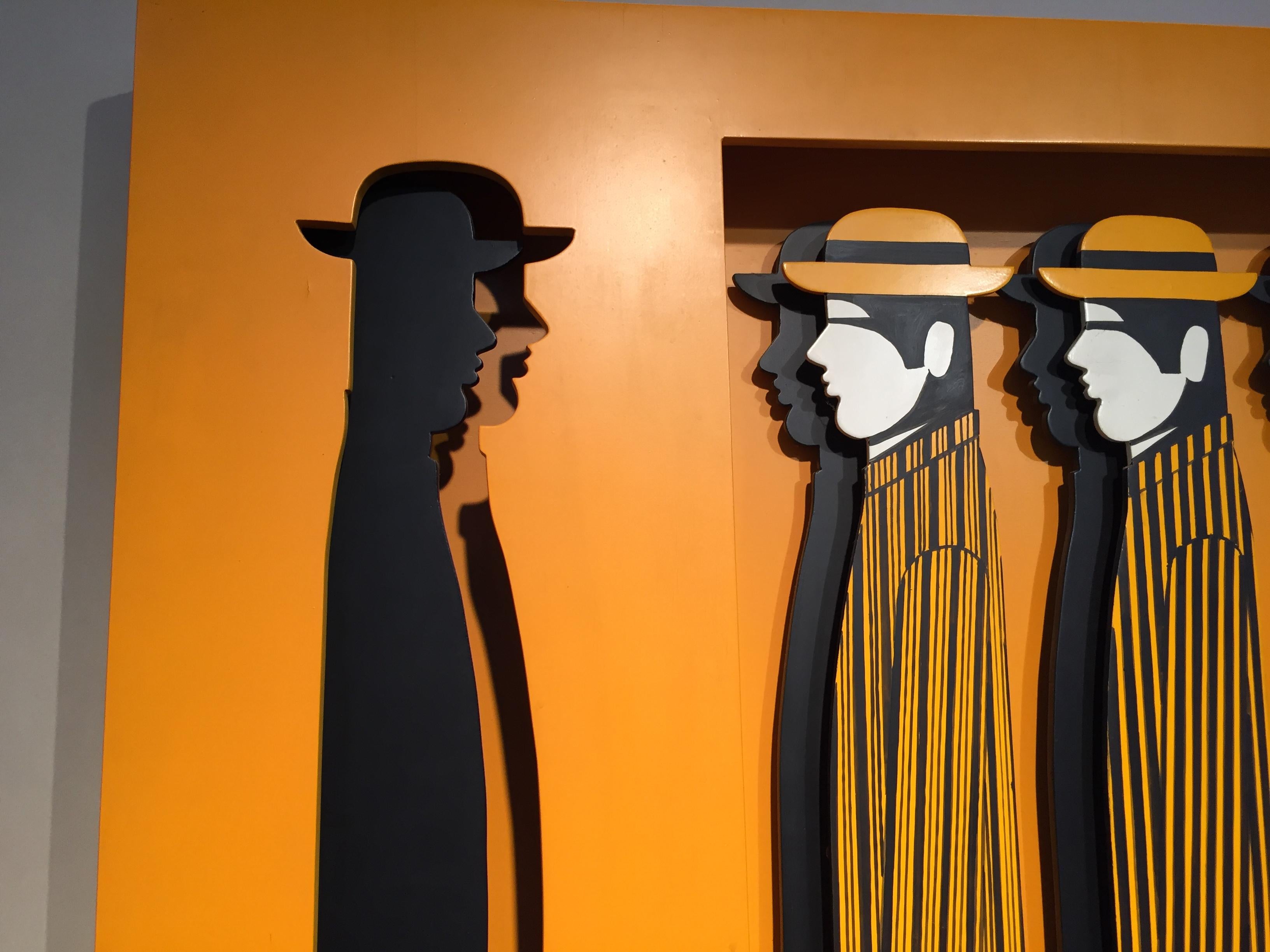 Greek Yannis Gaitis Hand Painted Men Figures Sculpture/ Shadowbox Contemporary Art