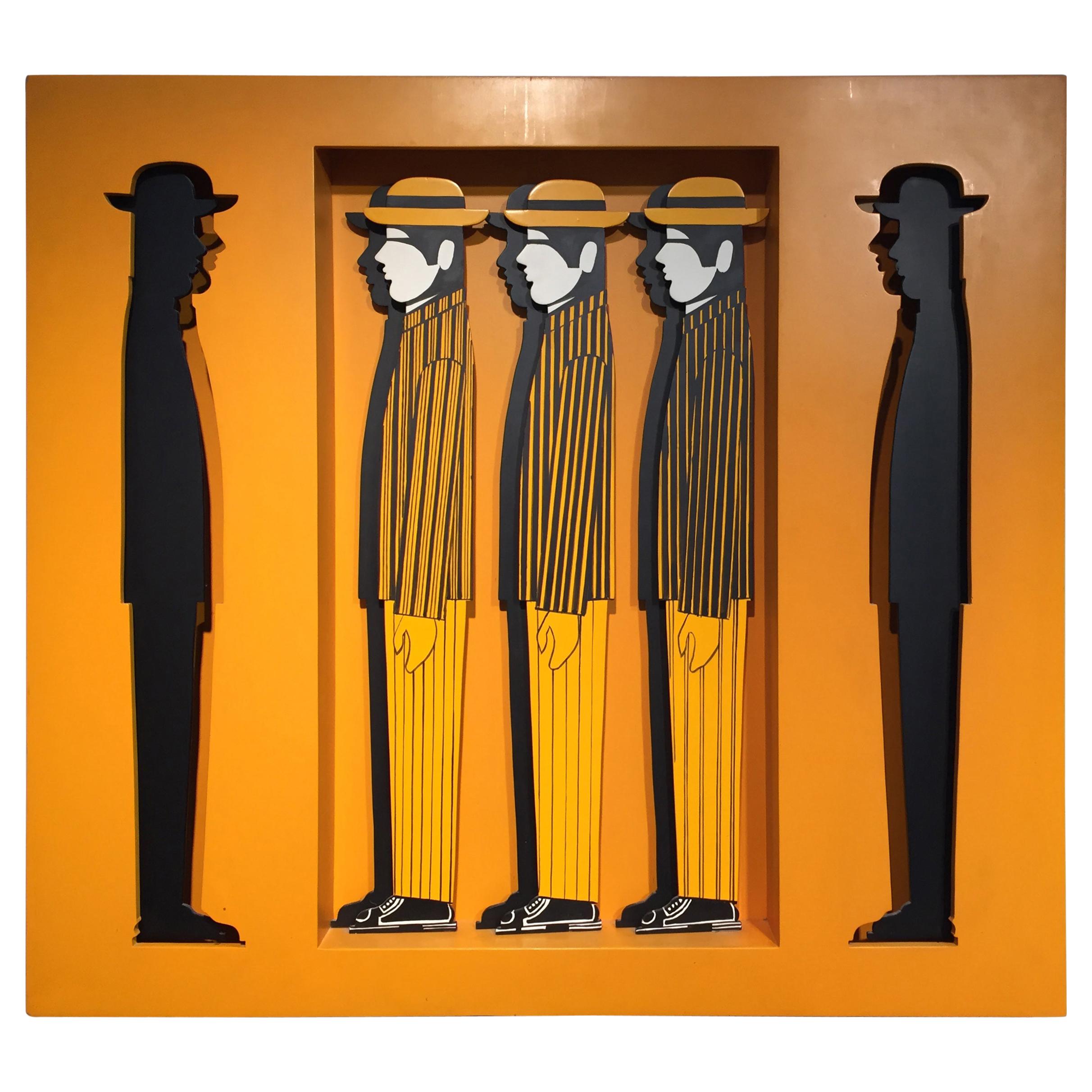 Yannis Gaitis Hand Painted Men Figures Sculpture/ Shadowbox Contemporary Art