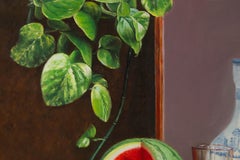 Yanping Sun Stillleben Original Öl auf Leinwand „Früchte und China-Vase“