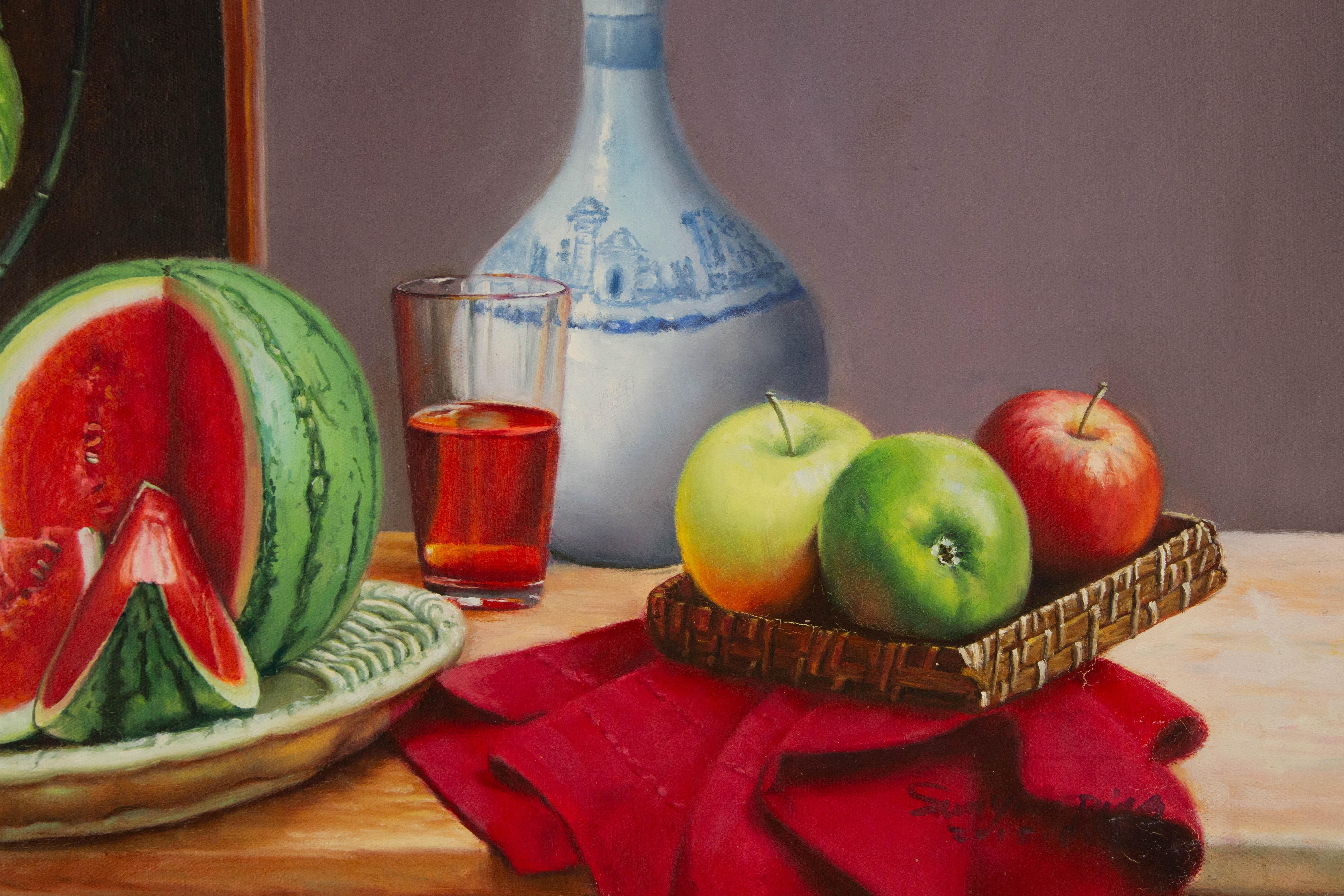 Nature morte originale à l'huile sur toile de Yanping Sun 