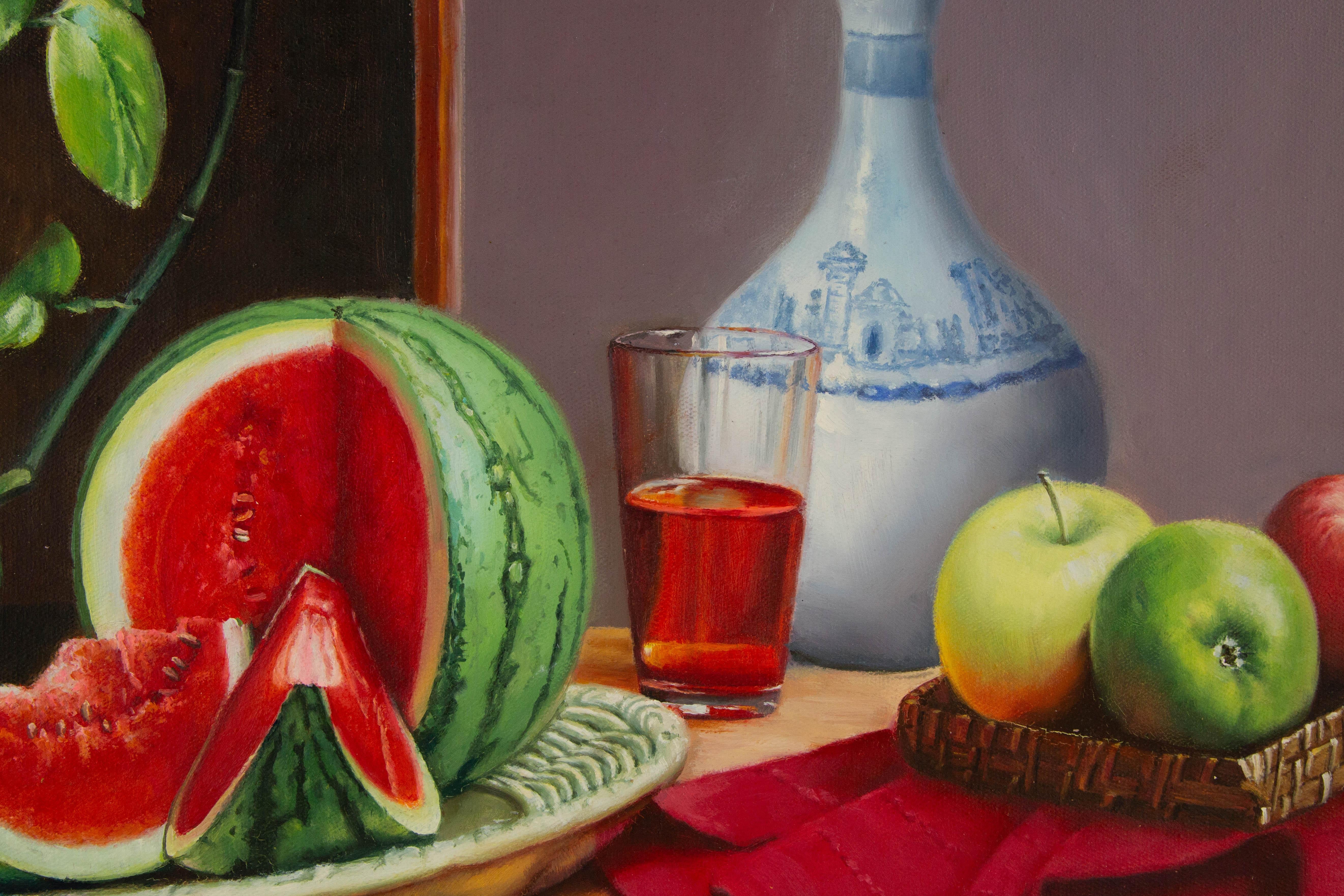 Nature morte originale à l'huile sur toile de Yanping Sun 