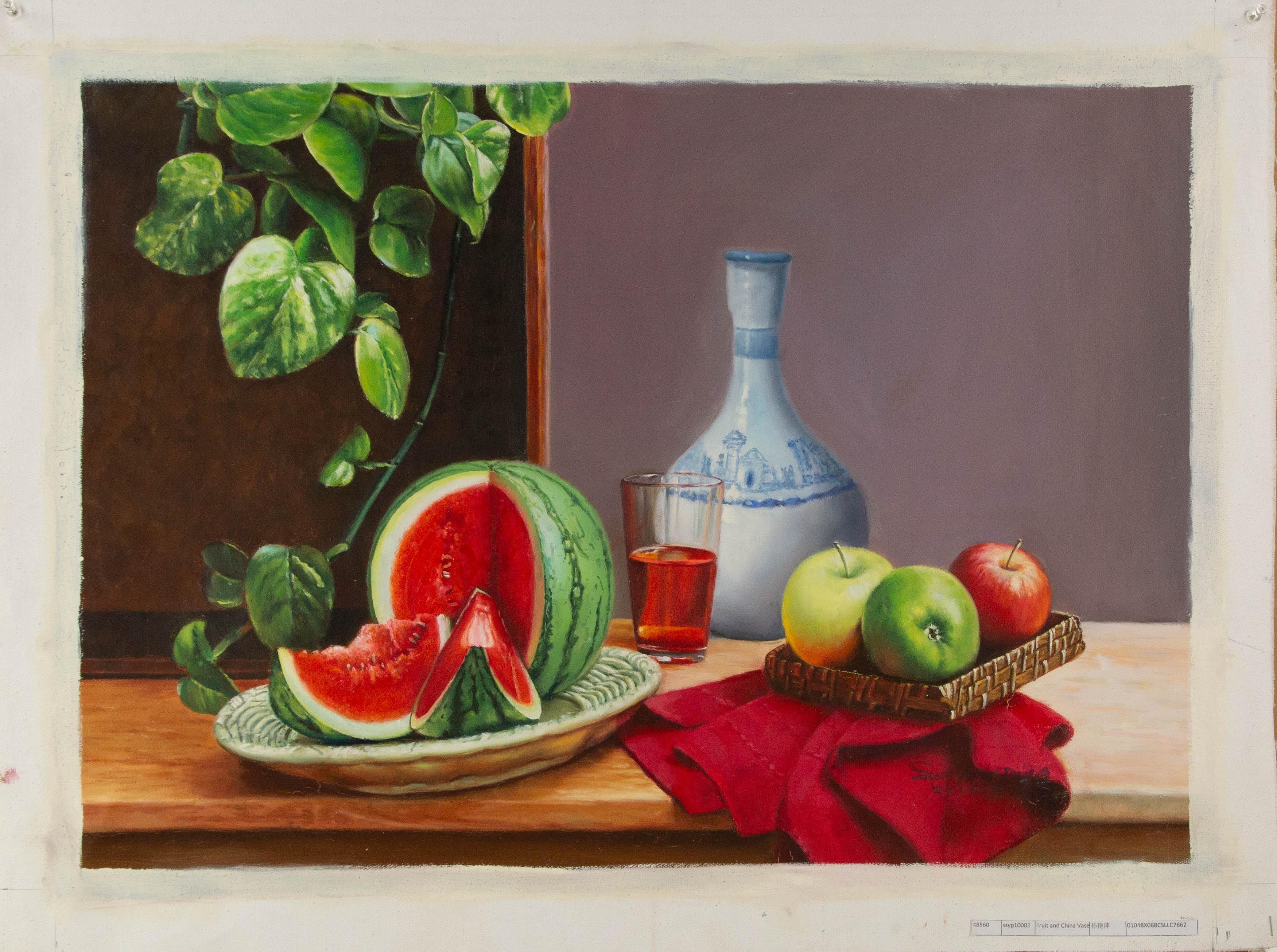 Nature morte originale à l'huile sur toile de Yanping Sun 