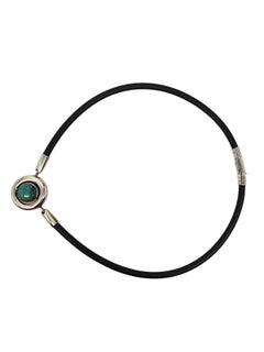 Yanvan Sterling Silver Turquoise Pendant Necklace On Rubber Cord #24714