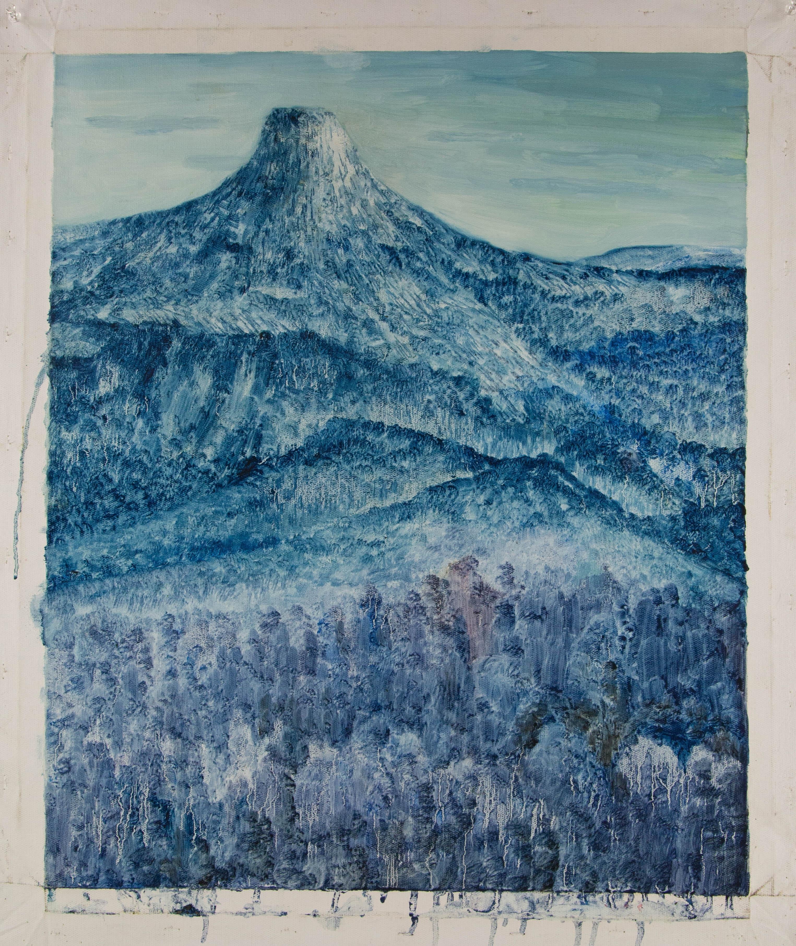 Yanwei Zhu Landschaft, Original, Öl auf Leinwand, „Mont Da Xianbei“, Yanwei im Angebot 7