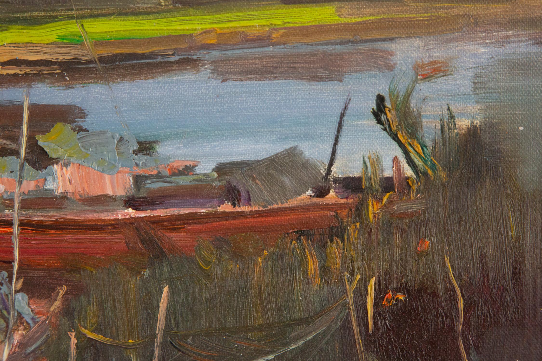 Yao YongChun Wasserlandschaft, Original-Ölgemälde „Small Fishing Village 1“, Yao YongChun im Angebot 7