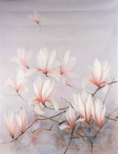 Yaping Hong Floral Original-Acryl auf Leinwand "Magnolia Bloom"