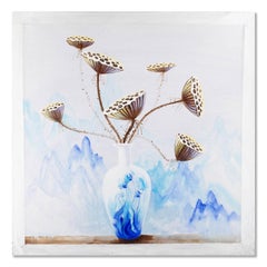 Yaping Hong Landschaft, Original Ölgemälde „Lotus Pod In Vase II“, Yaping Hong