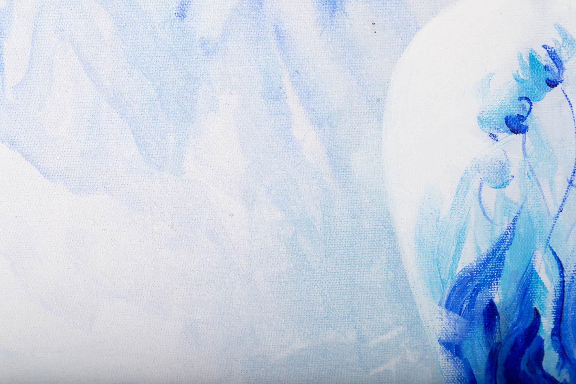Peinture à l'huile originale Yaping Hong Landscape « Lotus Pod In Vase II » en vente 5