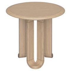 Side Table, Round, Walnut with Antique Plated Metal Details