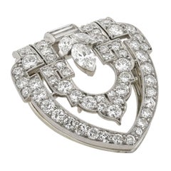 YARD Art Deco Platinum 1.25 Total Carat Diamond Encrusted Fur Clip