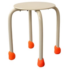 Yareta Cream White Stool with Sculptural Rubber Feet – Modern Stackable Design