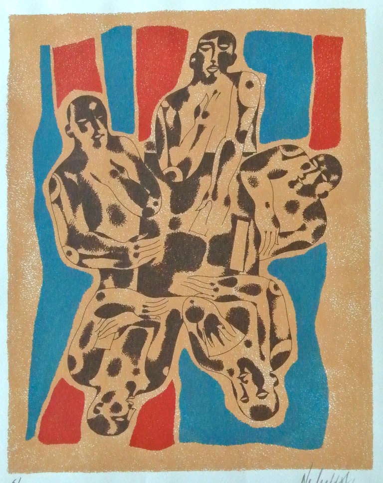Canada Suite Signed Serigraph Yargo de Lucca Native Canadian Inspired Art Print - Blue Abstract Print by Yargo De Lucca
