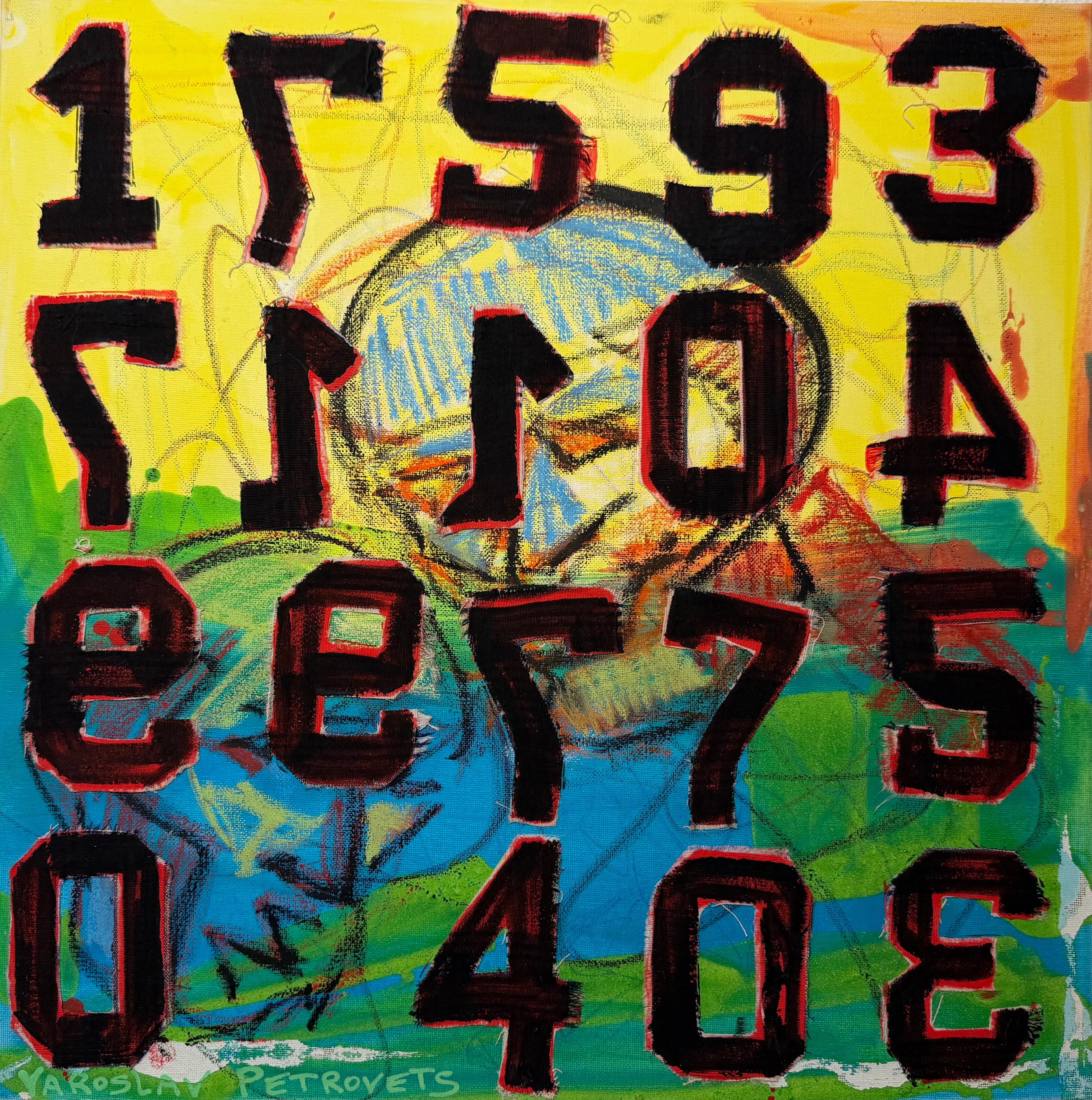 Yaroslav Petrovets Abstract Painting - Urban Codes: Eroded Memory — Numeric Abstraction with Human Traces
