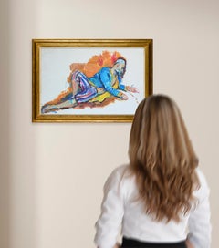 Lying Man in an Oriental Costume - 21st Century Contemporary Oil Painting