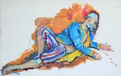 Lying Man in an Oriental Costume - 21st Century Contemporary Oil Painting